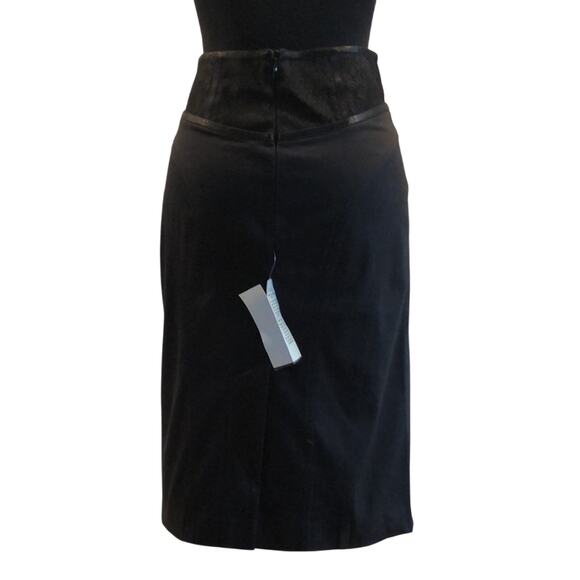 Cache Black Lace Bustier Pencil Skirt New 9" Back Split Satin Trim New $118 NWT - Picture 3 of 8